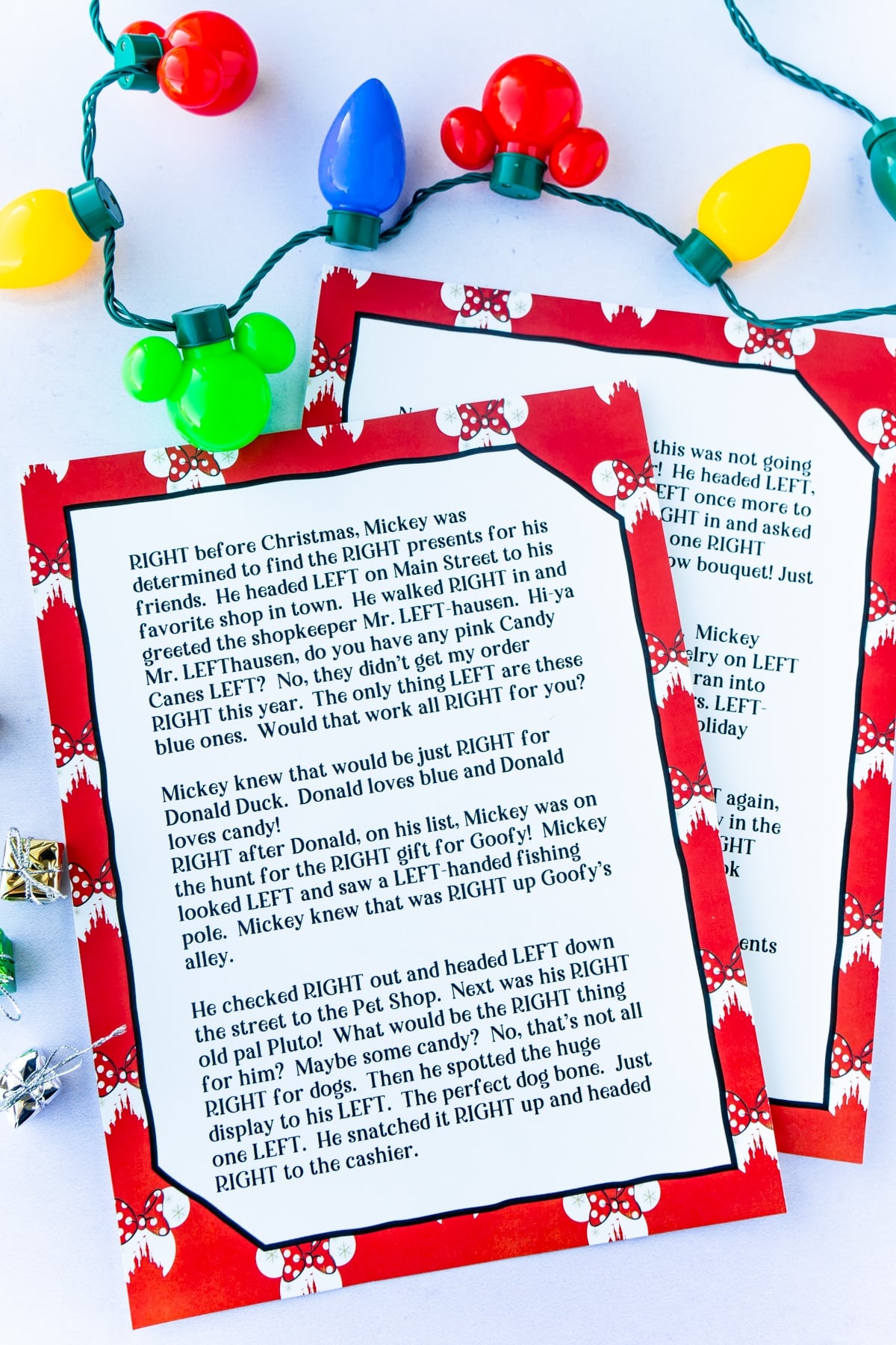 fun left right christmas game (4 printable stories) - play party plan